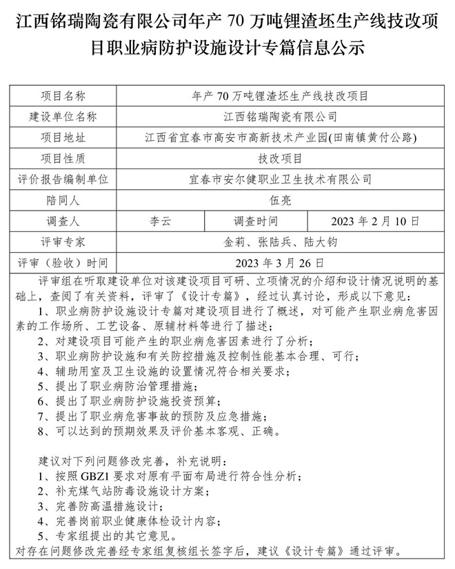 江西銘瑞陶瓷有限公司年產(chǎn)70萬噸鋰渣坯生產(chǎn)線技改項目職業(yè)病防護(hù)設(shè)施三同時工作公示信息（設(shè)計）.jpg